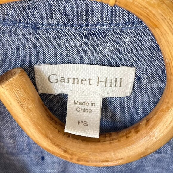 Garnet Hill Blue Linen Button Down Shirt Women's Petite Small - Picture 2 of 4
